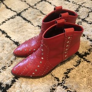 Sam Edelman red studded booties